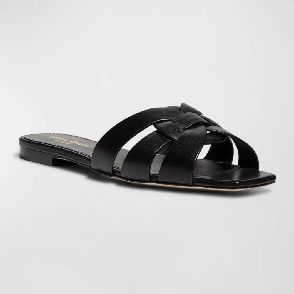 YSL tribute woven slide sandals